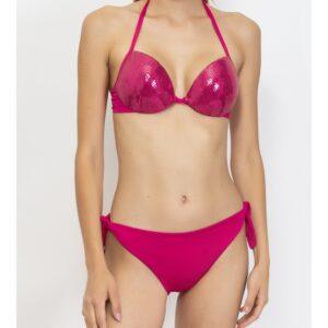 PA06-Bikini push-up con coppe imbottite, lunette estraibili e ferretto e slip annodato