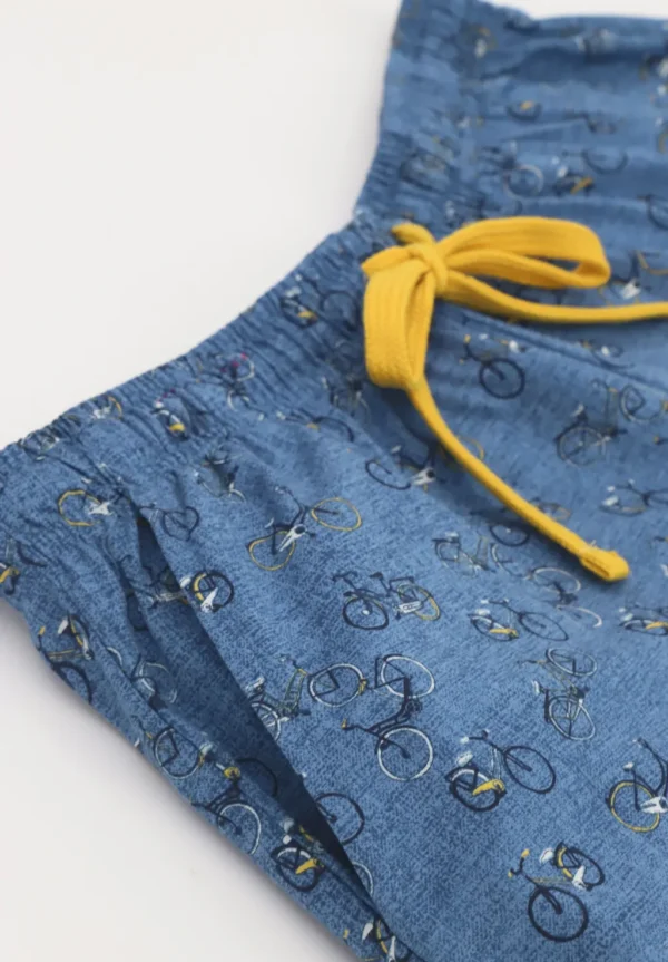 Pigiama Corto Girocollo in Cotone Jersey Stampa Biciclette - immagine 4