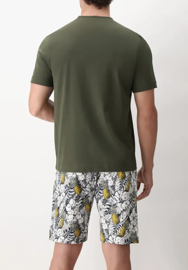 Pigiama Corto Girocollo in Cotone Jersey Stampa Ananas - immagine 2