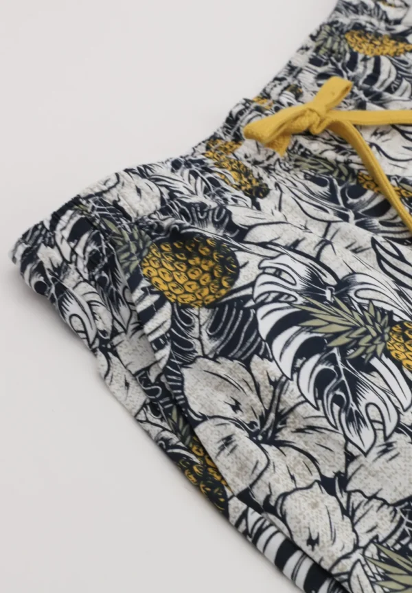 Pigiama Corto Girocollo in Cotone Jersey Stampa Ananas - immagine 4
