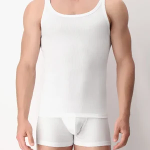 Canotta Spalla Stretta in Cotone Elasticizzato a Costina Rib Cotton