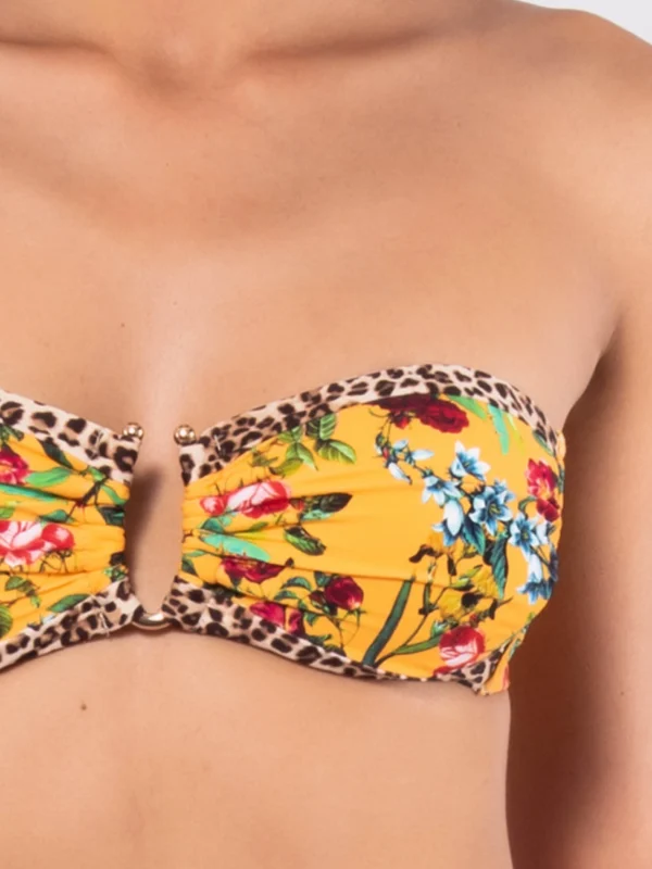 LO10-Bikini set a fascia con coppe imbottite estraibili e slip annodato - immagine 4