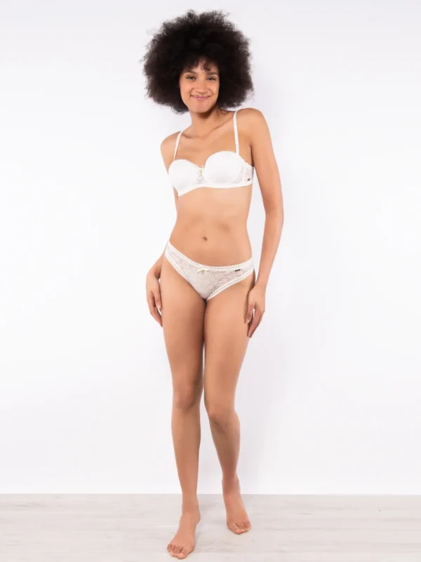 DL25-Reggiseno a fascia con coppe imbottite, ferretto e spalline removibili in pizzo - immagine 4