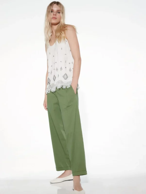 PA47-Pantaloni lunghi ampi in cotone elasticizzato - immagine 2