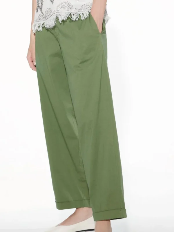 PA47-Pantaloni lunghi ampi in cotone elasticizzato