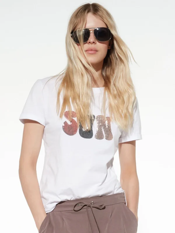 TS01-T-shirt in cotone con paillettes