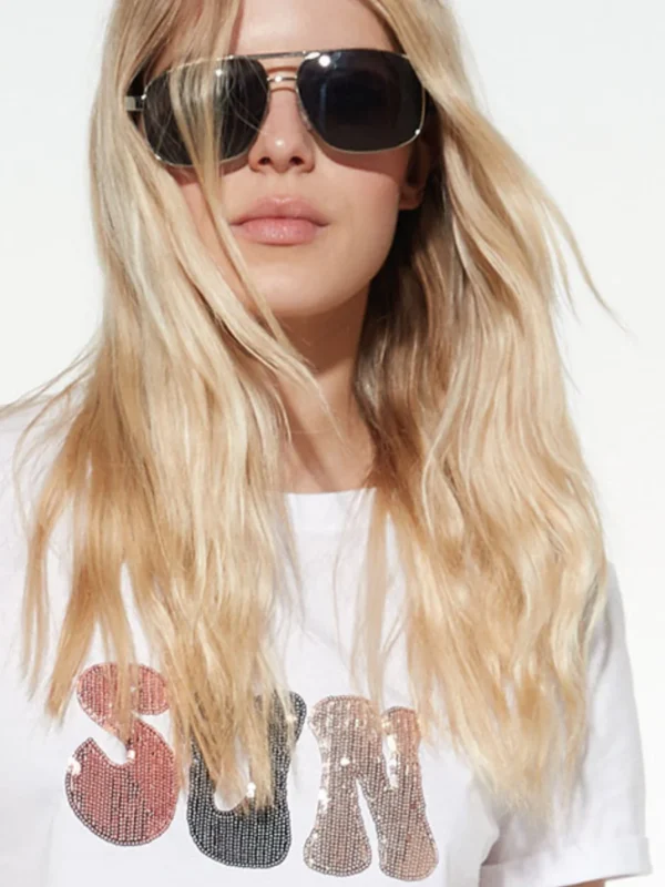 TS01-T-shirt in cotone con paillettes - immagine 2