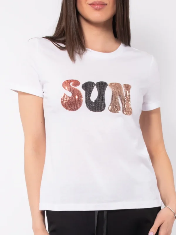 TS01-T-shirt in cotone con paillettes - immagine 3