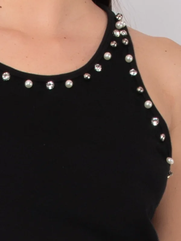 TS07-Canotta in cotone stretch con strass e perle - immagine 6