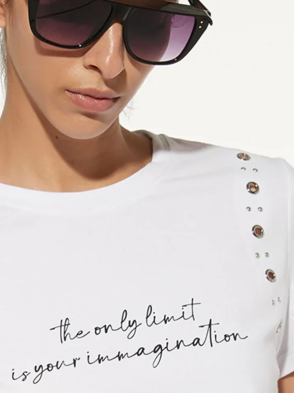 TS08-T-shirt in cotone stretch con stampa e borchie - immagine 3