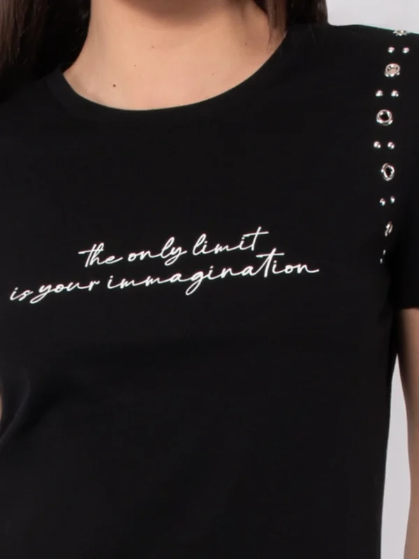 TS08-T-shirt in cotone stretch con stampa e borchie - immagine 5