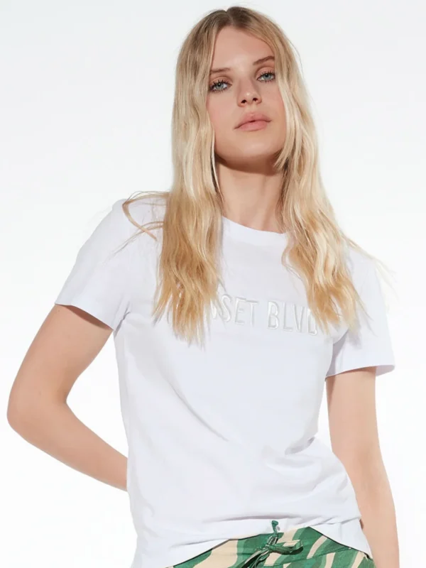 TS09-T-shirt in cotone stretch con stampa in rilievo