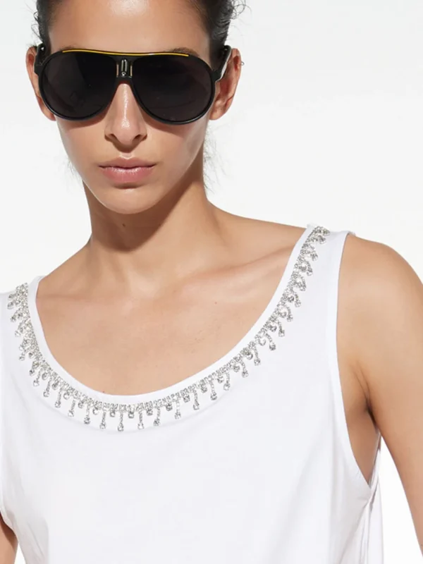 TS14-Canotta con strass in viscosa e cotone - immagine 3