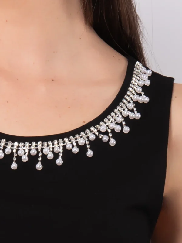 TS14-Canotta con strass in viscosa e cotone - immagine 5