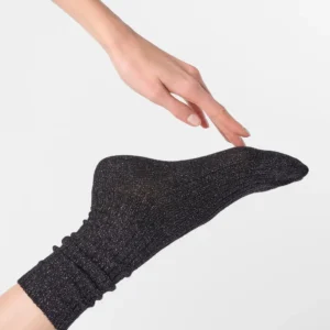 Calzino in Cotone e Lamè a Costine Diamonds Rib