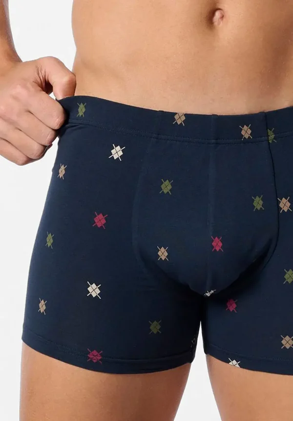 Boxer parigamba in cotone elasticizzato fantasia ROMBI - immagine 3