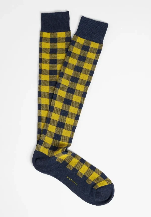 Calza Lunga in Cotone E Cashmere Fantasia Quadro