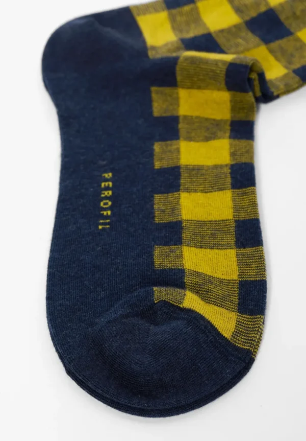 Calza Lunga in Cotone E Cashmere Fantasia Quadro - immagine 2