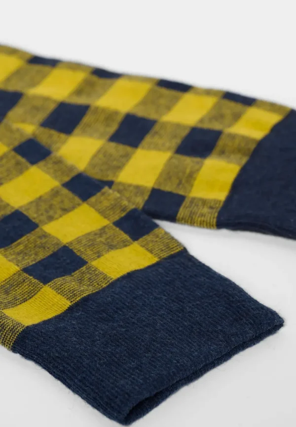 Calza Lunga in Cotone E Cashmere Fantasia Quadro - immagine 3