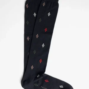 Calza Lunga in Cotone e Cashmere Fantasia Argyle