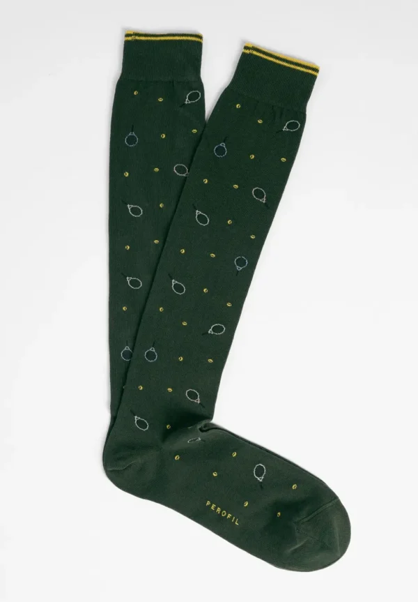 Calza Lunga in Cotone con Fantasia Tennis