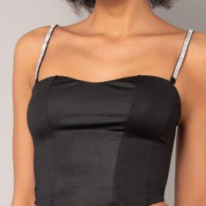 SK40-Bustier non imbottito con spalline gioiello