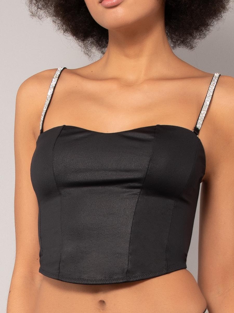 SK40-Bustier non imbottito con spalline gioiello