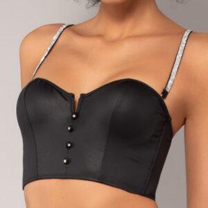 SK41-Bustier imbottito con spalline gioiello