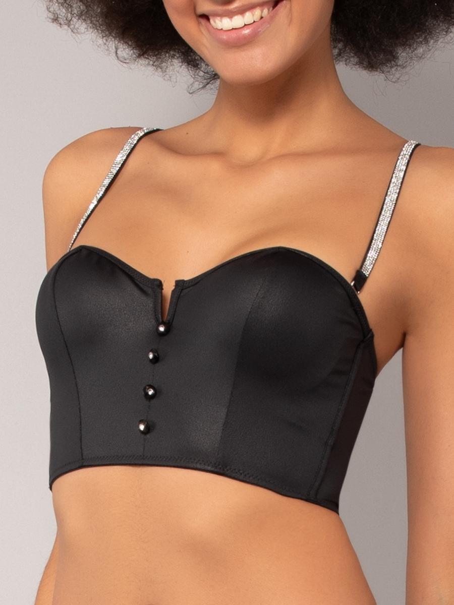 SK41-Bustier imbottito con spalline gioiello