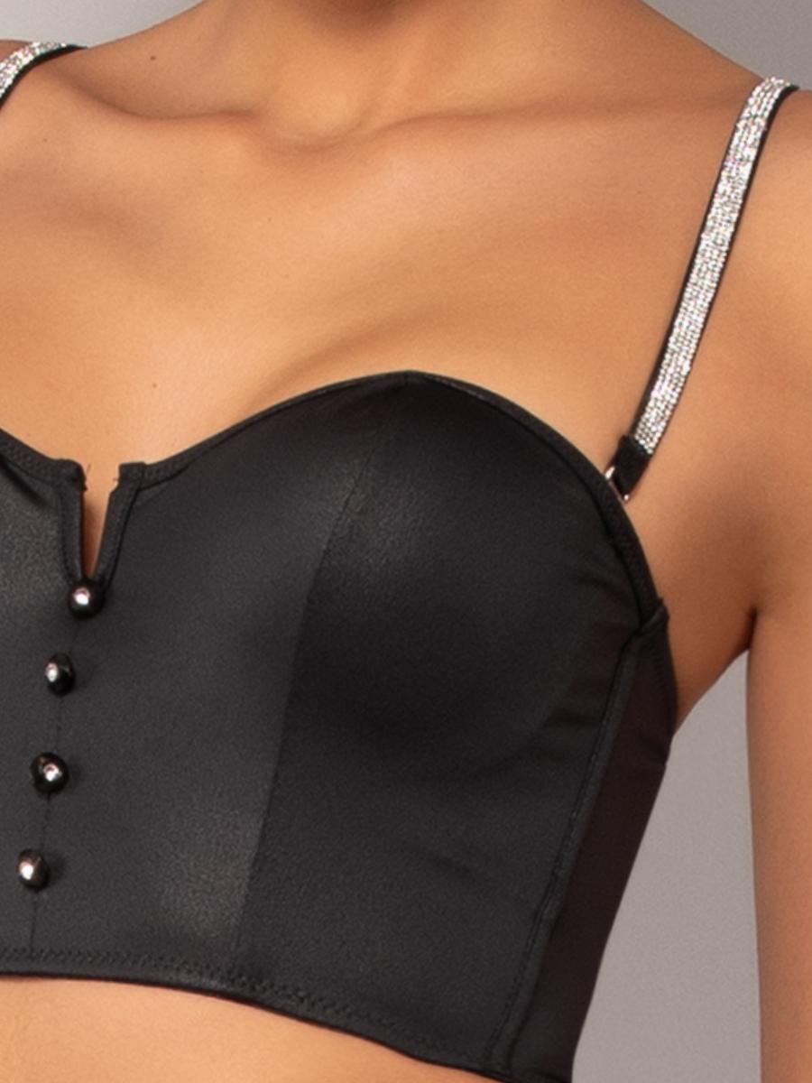 SK41-Bustier imbottito con spalline gioiello - immagine 5