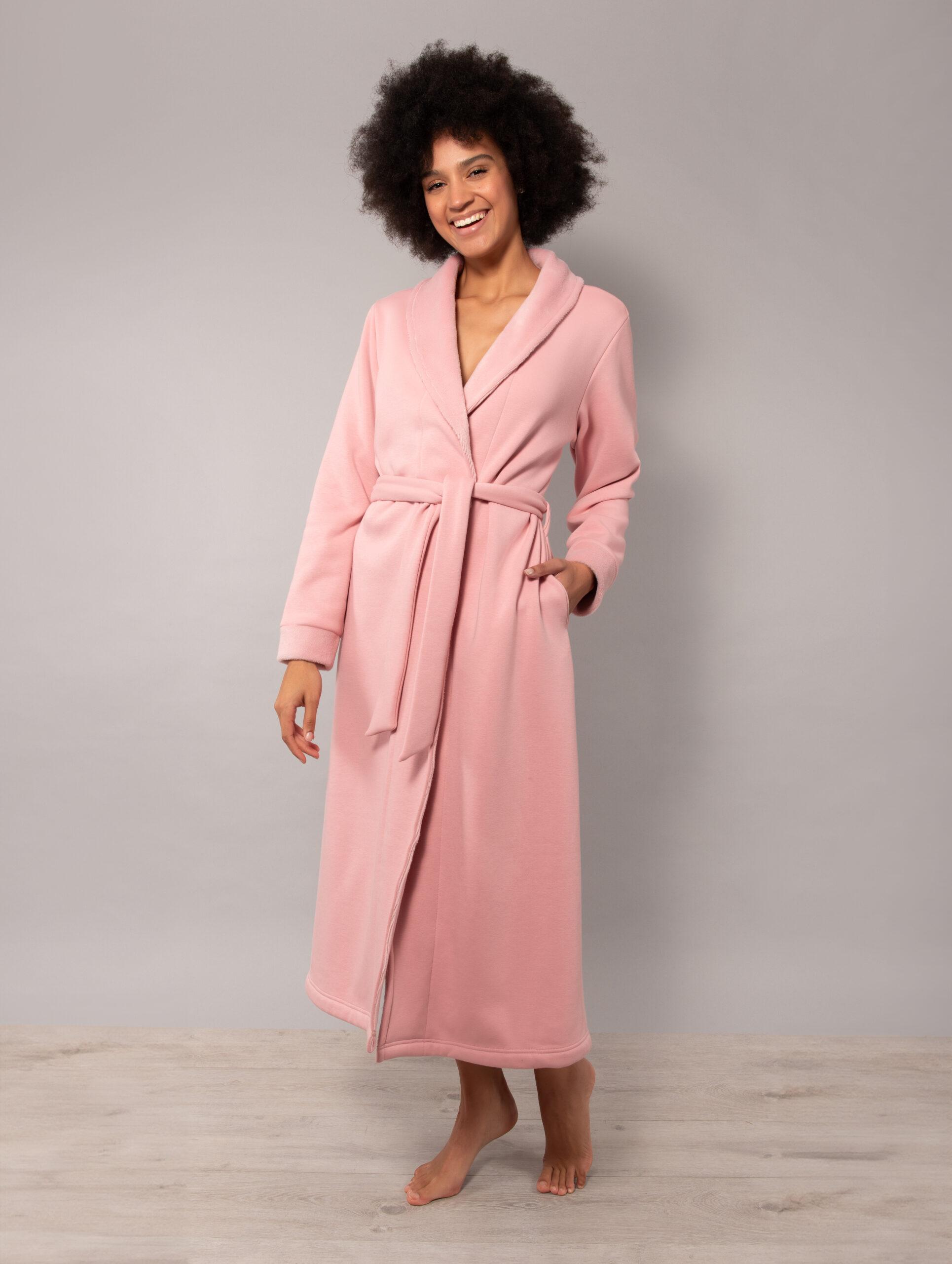 SM73-Vestaglia lunga sciallata rosa antico