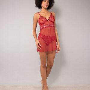 OF80-Babydoll in tulle ricamato