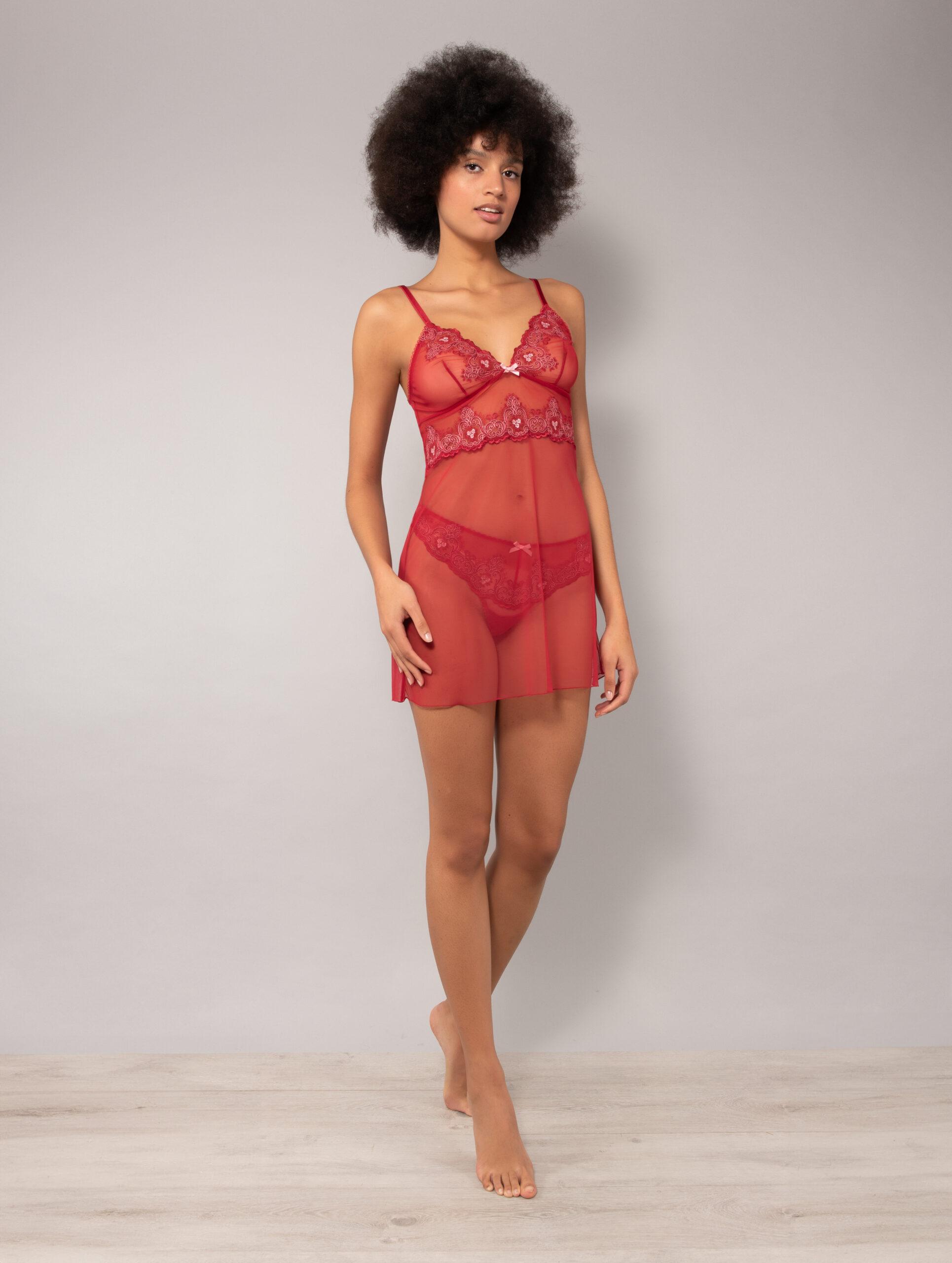 OF80-Babydoll in tulle ricamato