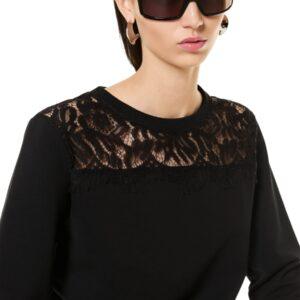 LH50-Felpa girocollo con pizzo