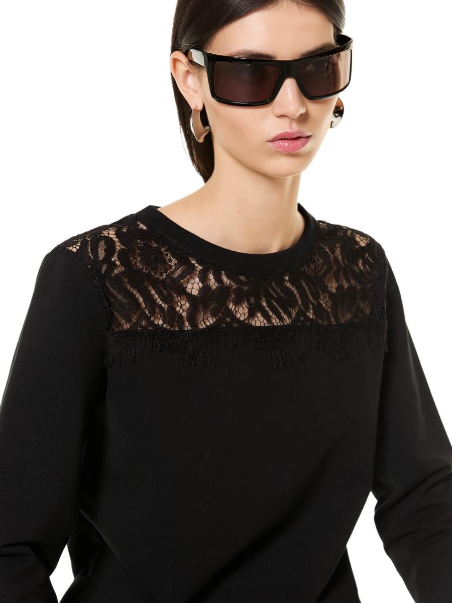 LH50-Felpa girocollo con pizzo