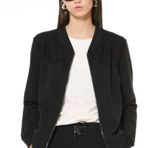 LH51-Felpa zip con pizzo