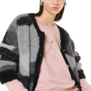 LH52-Felpa girocollo con pizzo e strass