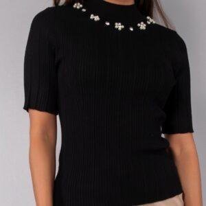 PI53-Maglia manica corta con perle e strass