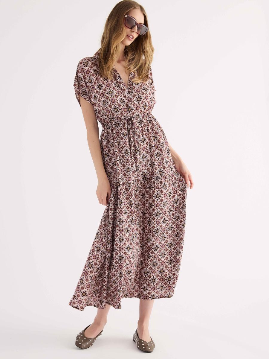 SO84-Abito midi con stampa geometrica