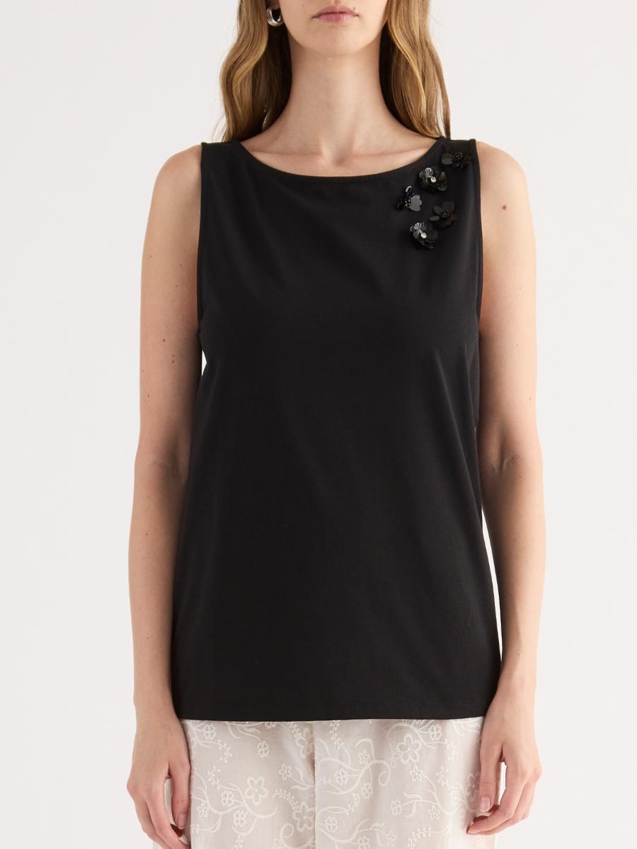 TH31-Canotta con applicazione fiore