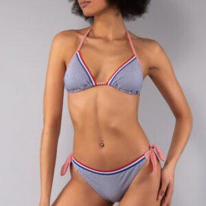 TE00-Bikini triangolo e slip annodato fantasie righe