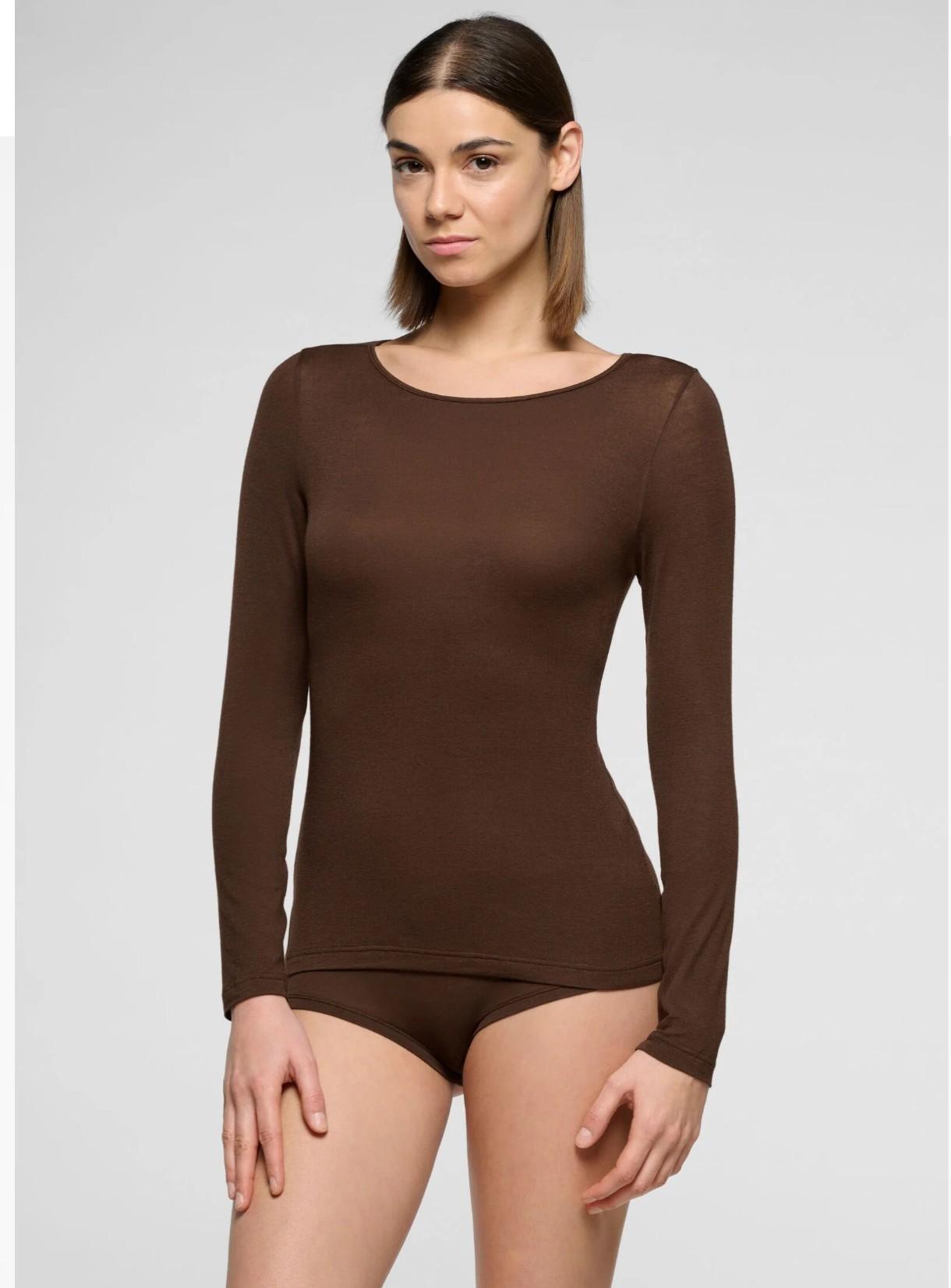 Maglia manica lunga in micromodal e cachemire