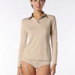 Maglia polo manica lunga in cotone e modal Perfect line Cotton