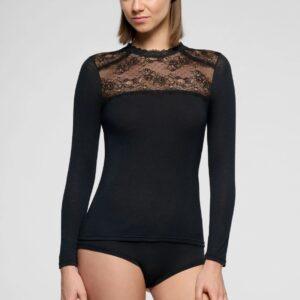 Maglia carré in pizzo manica lunga Modal e Cachemire